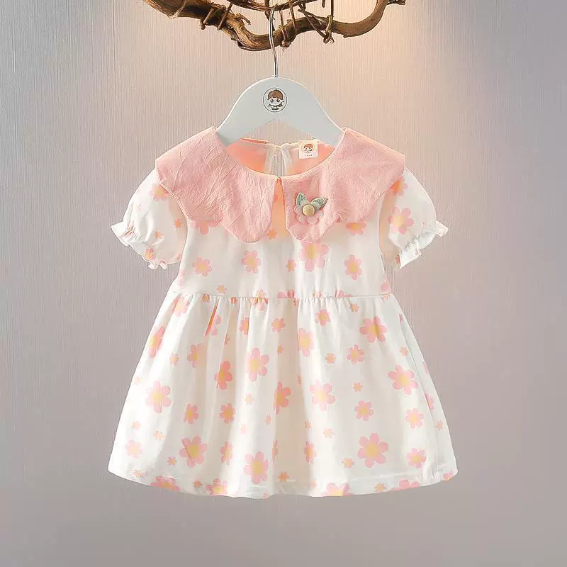 Летнее платье для девочки с воротником-стойкой, новый стиль, маленькая юбка