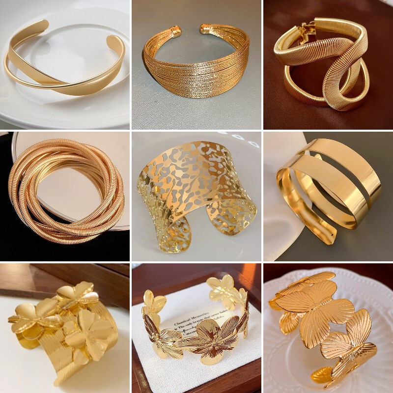Europe and the United States cross-border metal flower bracelet exaggerated niche high sense bracelet arm ring design temperament jewelry wholesale Europe and the United States cross-border metal flower bracelet exaggerated niche high sense bracelet arm ring design temperament jewelry wholesale