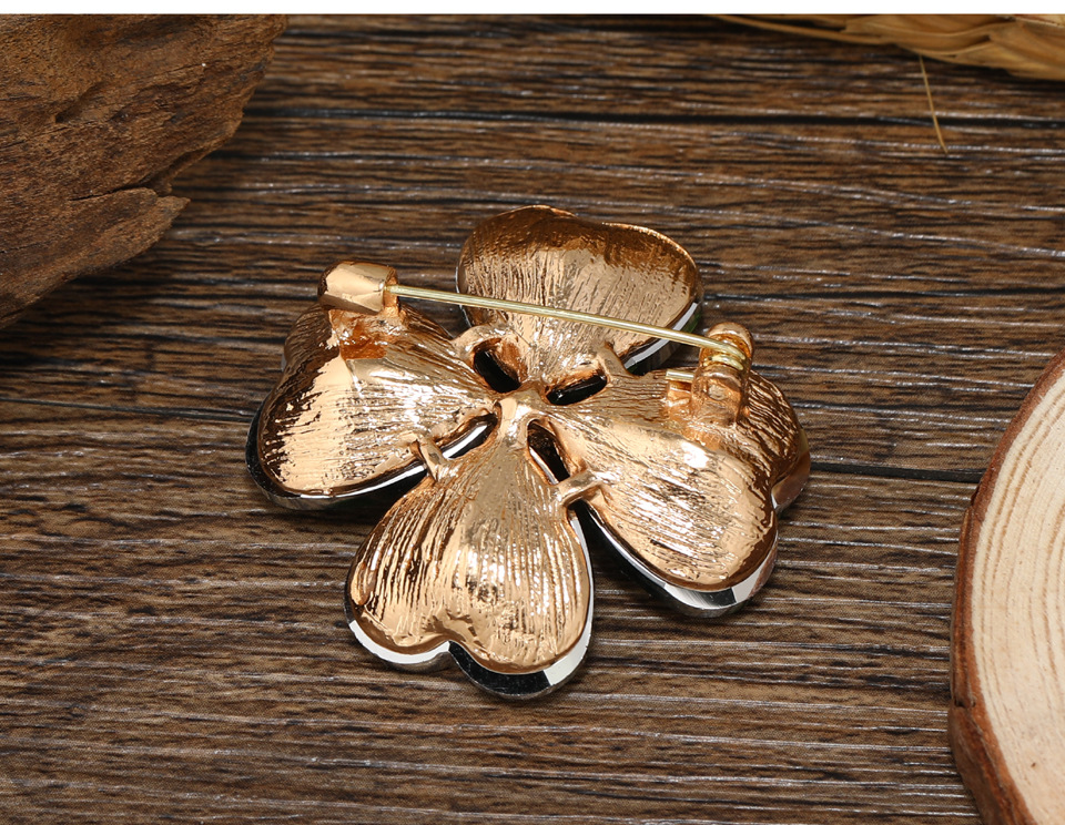 Women'S Gender Inlay Design Simple Style Style Simple Style Shamrock Alloy Inlay Rhinestones Women's Brooches