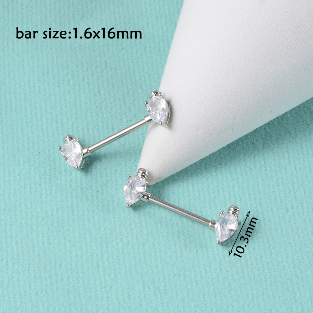 1 Pair Simple Style Moon Stainless Steel Polishing Inlay Zircon Nipple Ring Adhesive Nail display picture 1