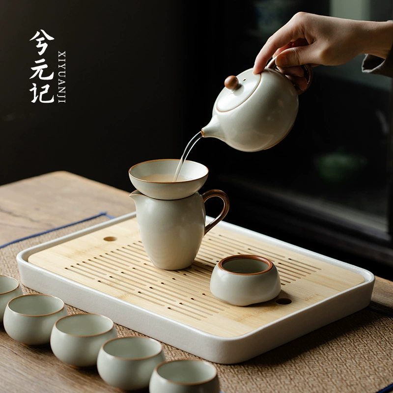 High-end tea set, teapot for home use, tea cup, ceramic gift box, light luxury style