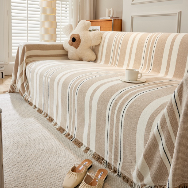 Cream Style Sofa Cover Cloth, Universal Sofa Cushion for All Seasons, Universal Full Cover Armrest Cover, Non-Slip Aviation Blanket Cover