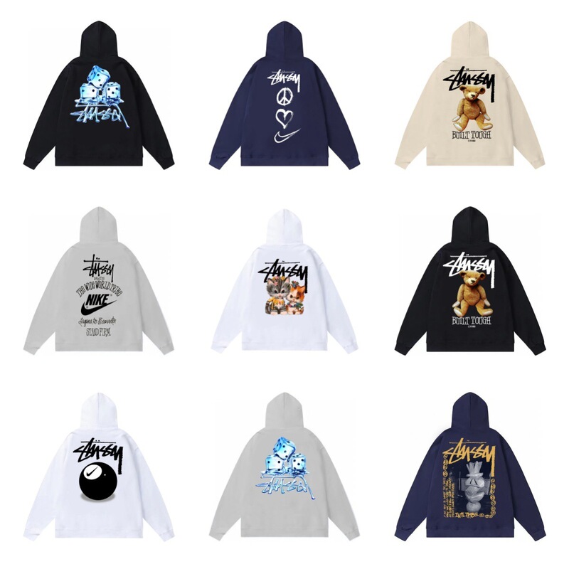 New autumn and winter trendy brand Stussy classic letter print hooded sweatshirt jacket for cross-border sales New autumn and winter trendy brand Stussy classic letter print hooded sweatshirt jacket for cross-border sales