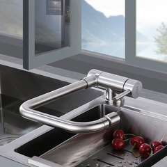 Folding faucet hot and cold kitchen window sink stainless steel sink universal household low splash-proof