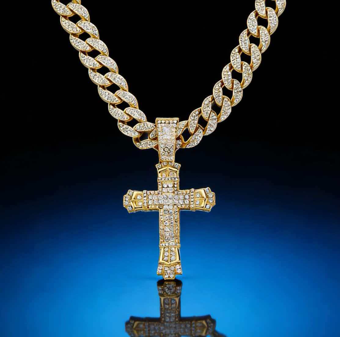 Nuevo colgante cruzado de hip-hop transfronterizo, collar de cruz de aleación de zinc con diamantes completos, creativo, personalizado, europeo y americano, para hombres