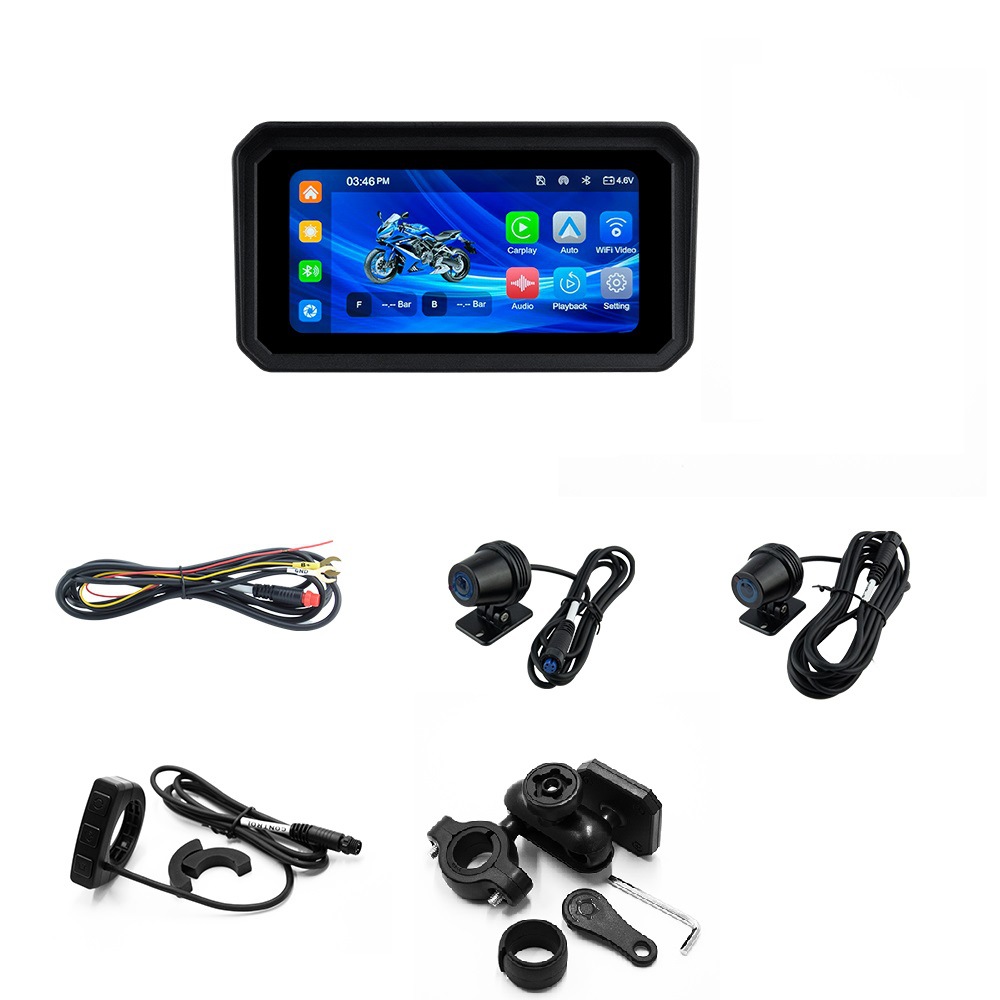 6.25inch Motorcycle Wireless Carplay/Android Auto Phone Screen Projection Dash Cam