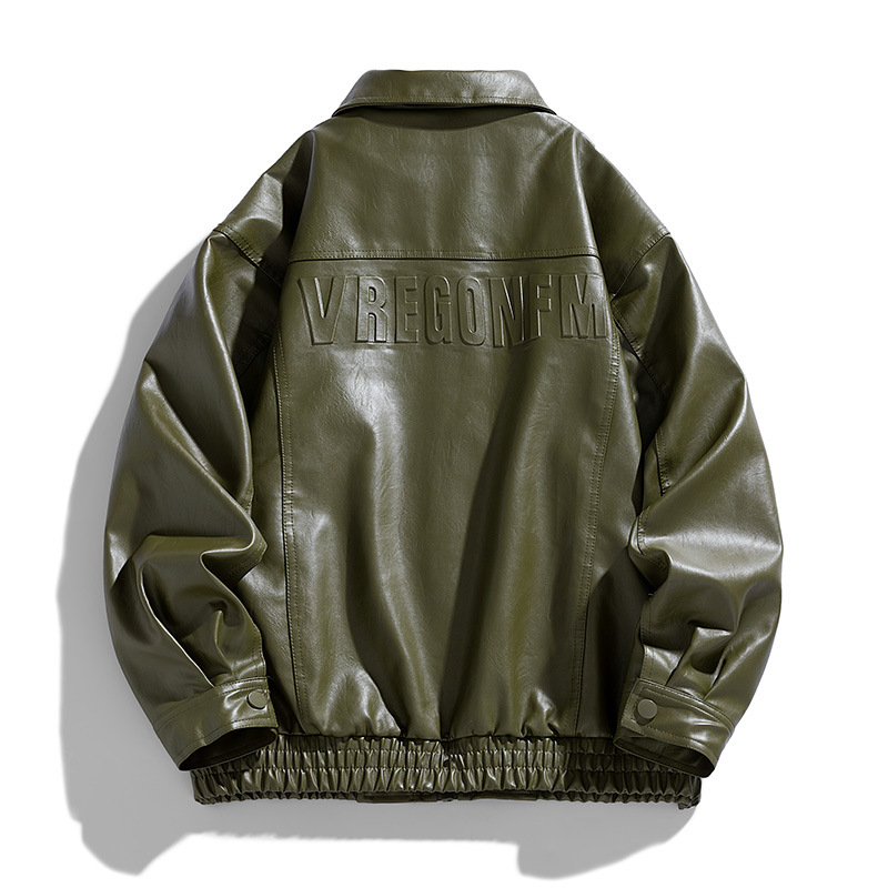 Chaqueta de cuero PU de estilo americano de hombre chaqueta de hombre primavera y otoño nuevo cuello vertical trajes de motocicleta tendencia universal chaqueta delgada de moda