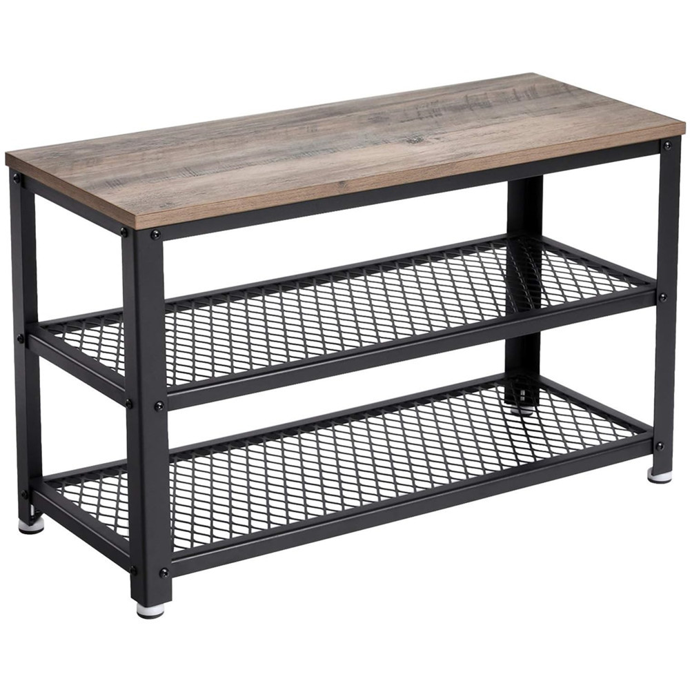 Taburete de zapatos doméstico transfronterizo de tipo pequeño puerta de hierro forjado simple rack de zapatos rack de almacenamiento multicapa rack de hierro y madera montaje gabinete de zapatos