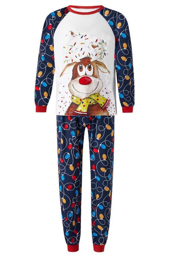 Conjuntos Familiares a Juego para Otoño 2025, para Familias de Tres o Cuatro Personas, Madre e Hija, Diseño de Ciervo Feliz, Pijamas Navideños