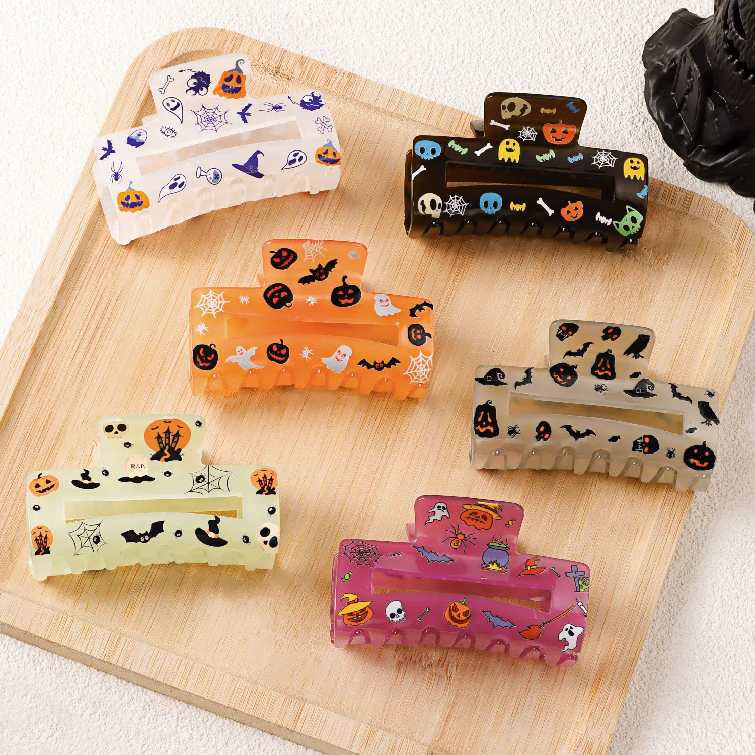 戈蕾思万圣节印花方形抓夹跨境派秋冬季热卖饰品头饰发夹发饰