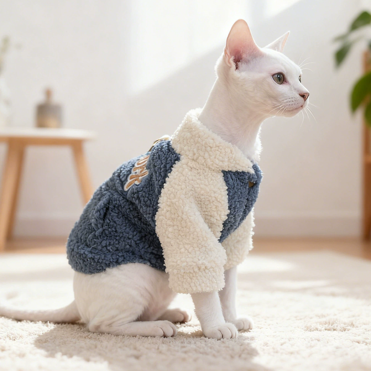 现货跨境爆款宠物小狗猫咪衣服工厂直销秋冬款羊羔绒牵引口袋卫衣