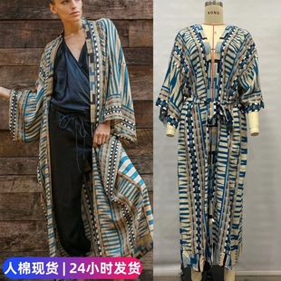 in stock cross-border Amazon long beach blouse kimono rayon printed holiday robe cardigan sunscreen shawl