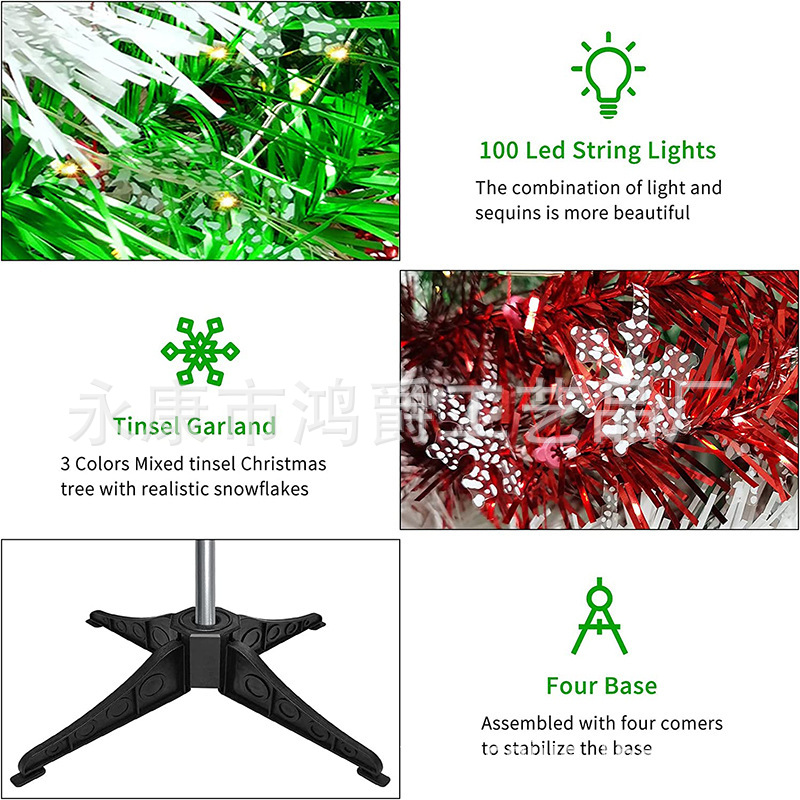 Ventas transfronterizas calientes de 1,5 m PET torre de hojas de palma artificial plegable árbol de Navidad telescópico colorido árbol espiral