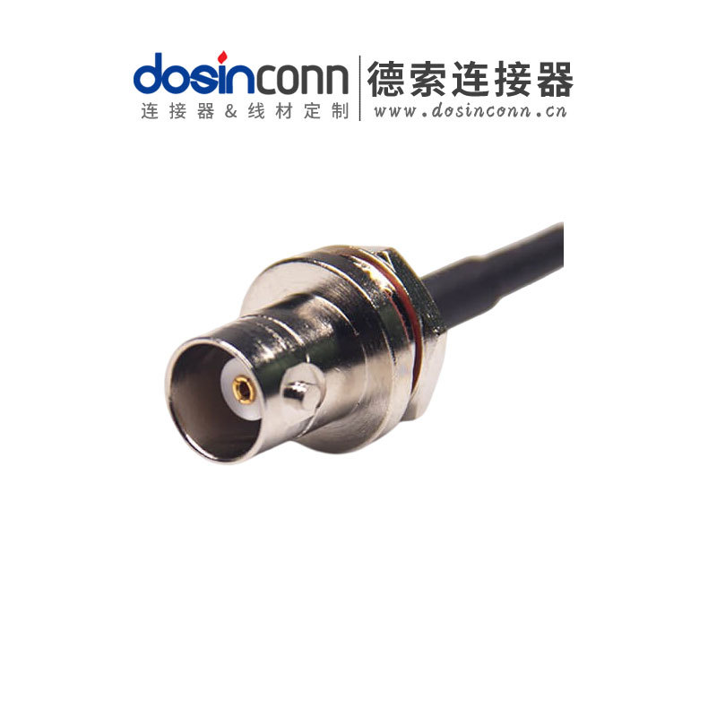 厂家供应德索BNC线母头后锁板防水转MCX弯式公头接RG174线