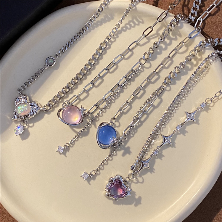 Fashion Heart Shape Titanium Steel Patchwork Pendant Necklace 1 Piece