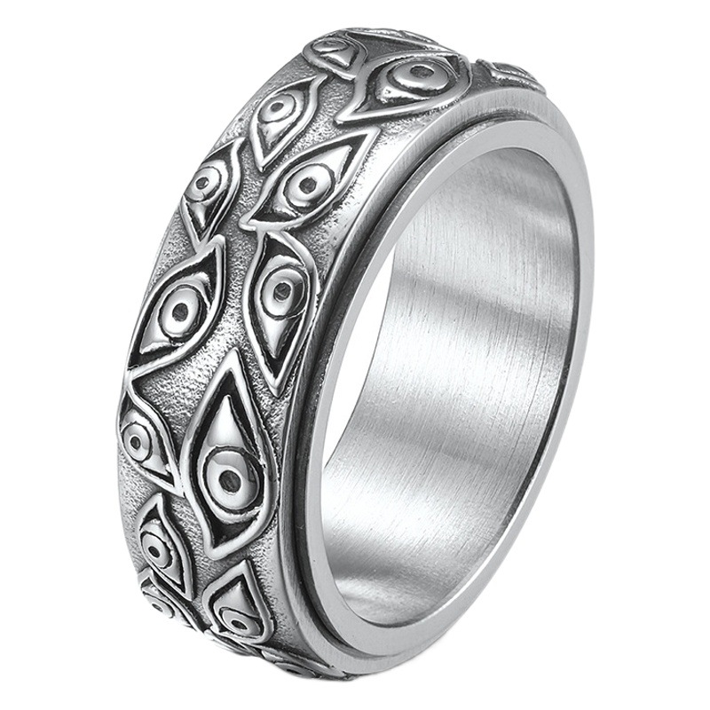 Joyería giratoria retro del anillo de descompresión del estilo de los hombres Anillo de acero de titanio transfronterizo del ojo del diablo del Amazonas