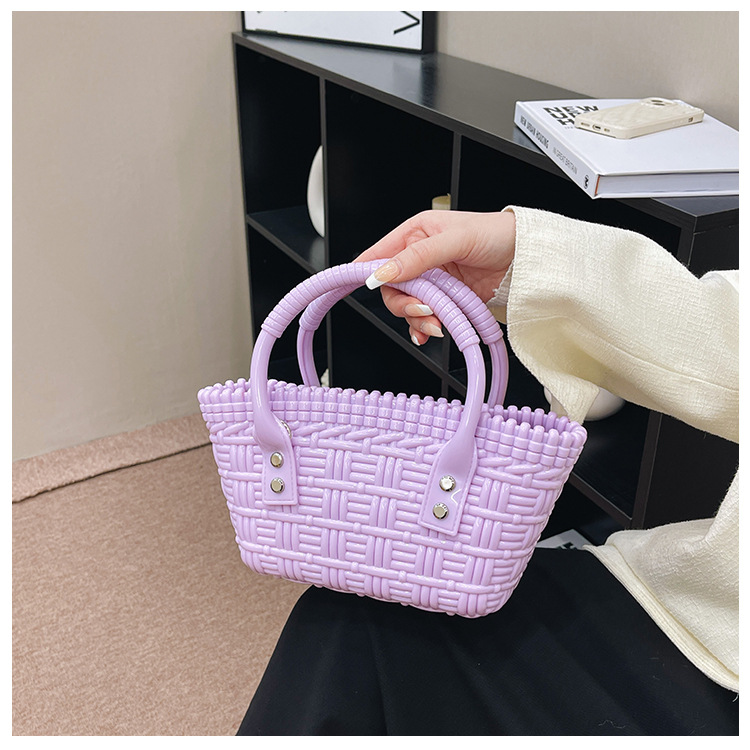 2025 New trendy and versatile crossbody mini vegetable basket jelly bag, fashionable hand-held woven bag, mini tote women's bag undefined