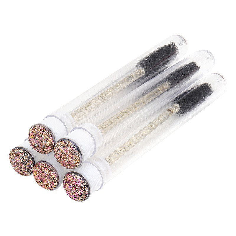 Cepillo para pestañas con tubo perforado, cepillo para pestañas desechable con varilla de cristal, peine para cejas, cepillo para pestañas portátil para maquillaje