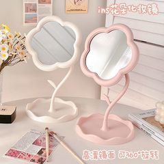 インフラワーミラー寮寝室デスクトップ高価値収納化粧鏡かわいい化粧鏡回転可能なクリエイティブ