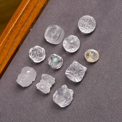 DIY semi-finished white crystal carving pendant back cloud beads waist beads accessories beads bracelet glass accessories wholesale