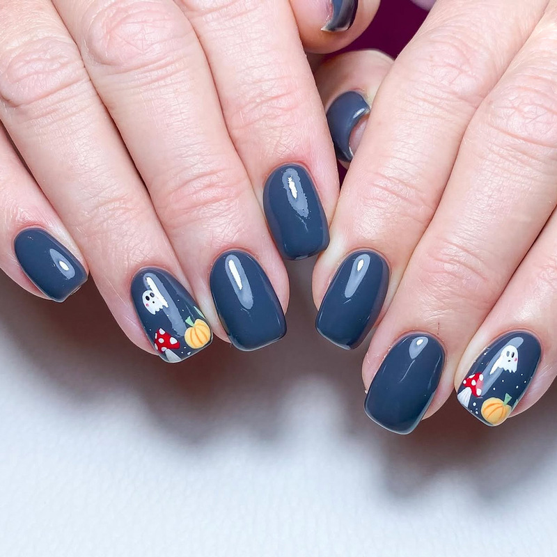 Advanced Gray-Blue Solid Color Halloween Wearable Nails Mini White Ghost Pumpkin Nail Art Red Mushroom Fake Nails Wholesale Advanced Gray-Blue Solid Color Halloween Wearable Nails Mini White Ghost Pumpkin Nail Art Red Mushroom Fake Nails Wholesale