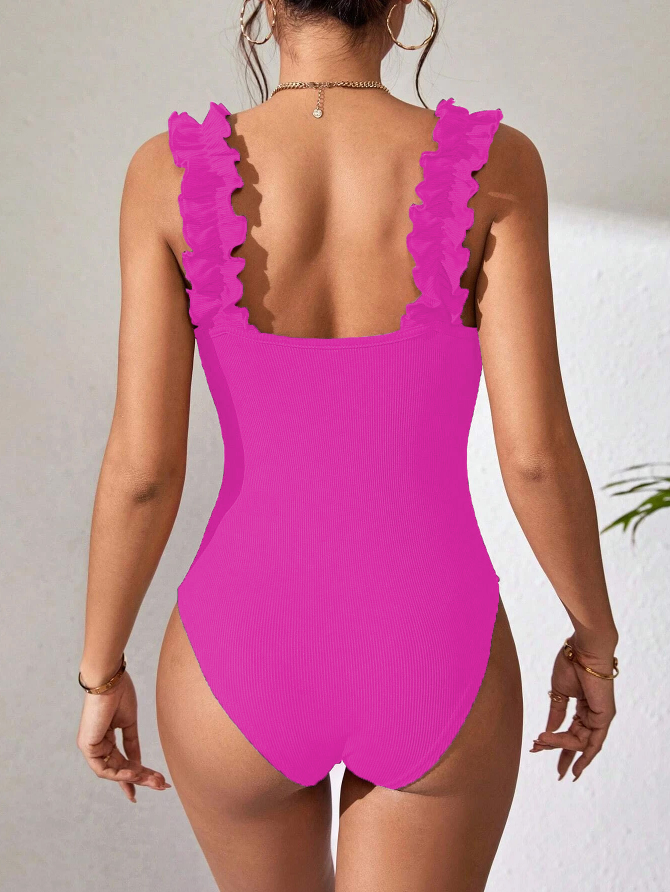 133g Weight Sleeveless Sleeve Length Spandex, Polyester Fabric Type Mid Waist Waist Line Rompers Pants Type Stretchy Elasticity Bodysuits Tops Type Holiday, Daily Occasion Skinny Fit Type Solid Color Pattern Summer Season Women's Gender Ruffles Design Sexy, Streetwear Style Wholesale Women's Sexy Streetwear Solid Color Sleeveless Ruffles Bodysuits 8