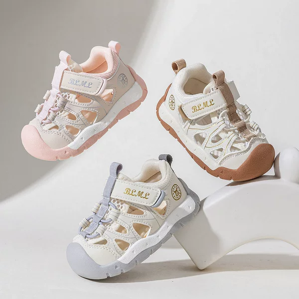 Summer Fashion Hollow-Out Boys' Casual Beach Shoes, Girls' Mesh Shoes, Children's Non-Slip Outdoor Hiking Toddler Sandals