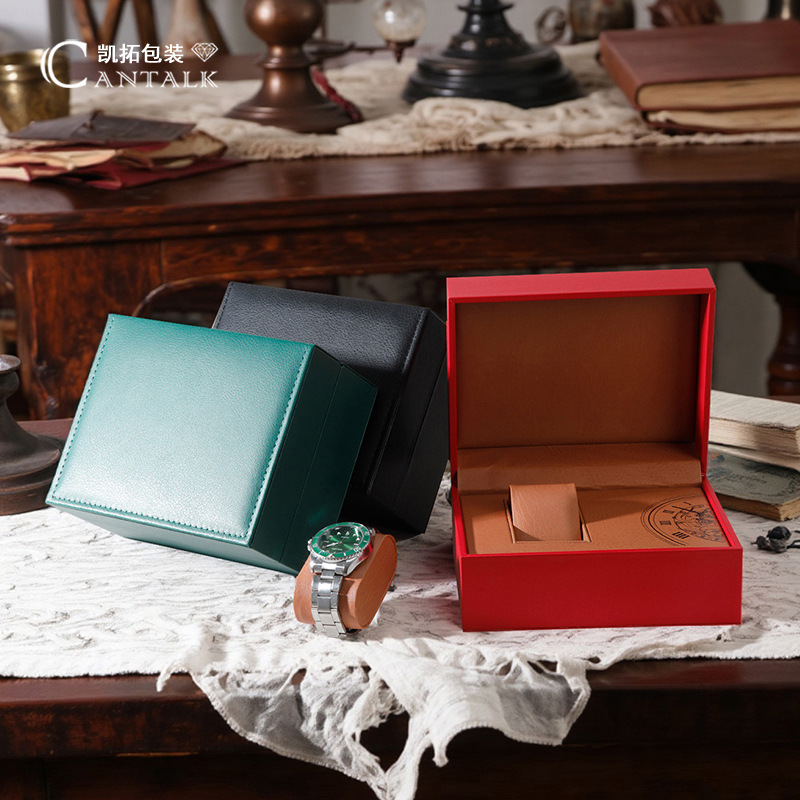 Spot Wholesale Pu Leather Watch Box Flip Watch Box Gift Box Cross-Border High-End Watch Display Watch Box Bag