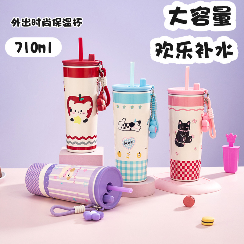 Nuevas tazas de animación femeninas, tazas de café, tazas de hielo, tazas de agua potable, tazas de paja portátiles.