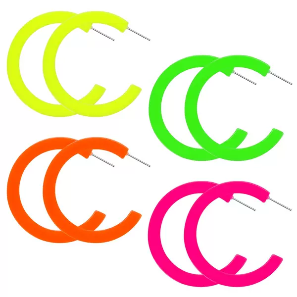 Hot Sale 80 s Neon Theme Prom Party Fluorescent Color Diamond Oval C Vintage Party Earrings