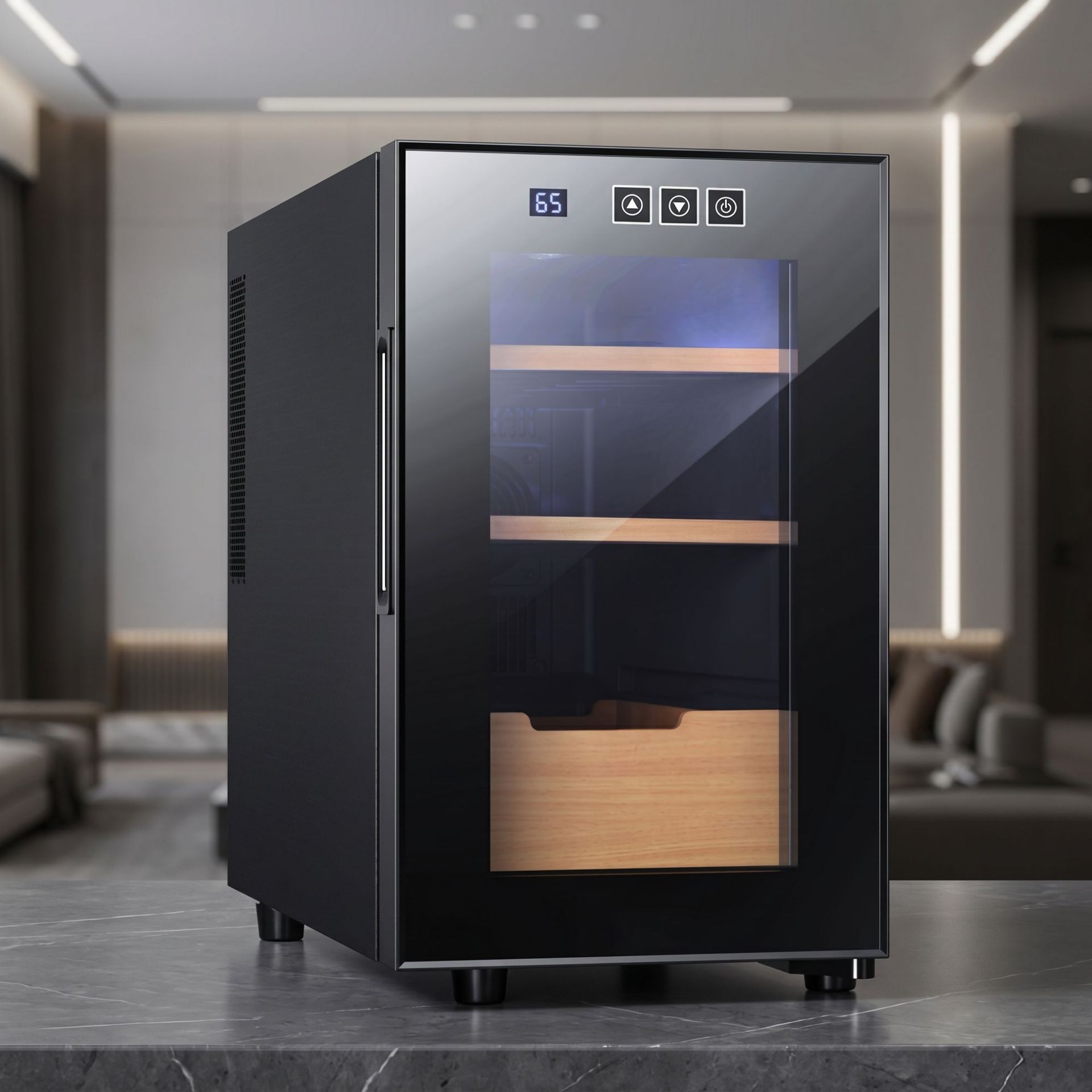 FUENTE fabricante de temperatura constante hidratante gabinete de cigarro semiconductor refrigerado por aire sola temperatura tabaco y vino Vitrina refrigerada pequeño gabinete de cigarro image 8