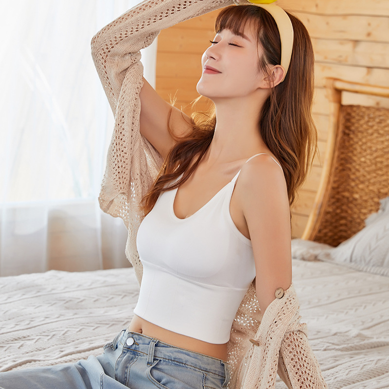 浪莎运动文胸女士夏U型大背心式性感文胸无钢圈内搭打底胸罩内衣