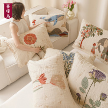 四季款枕巾一对装纯棉吸汗防滑枕巾a类纱布耐脏色织枕垫巾防头油