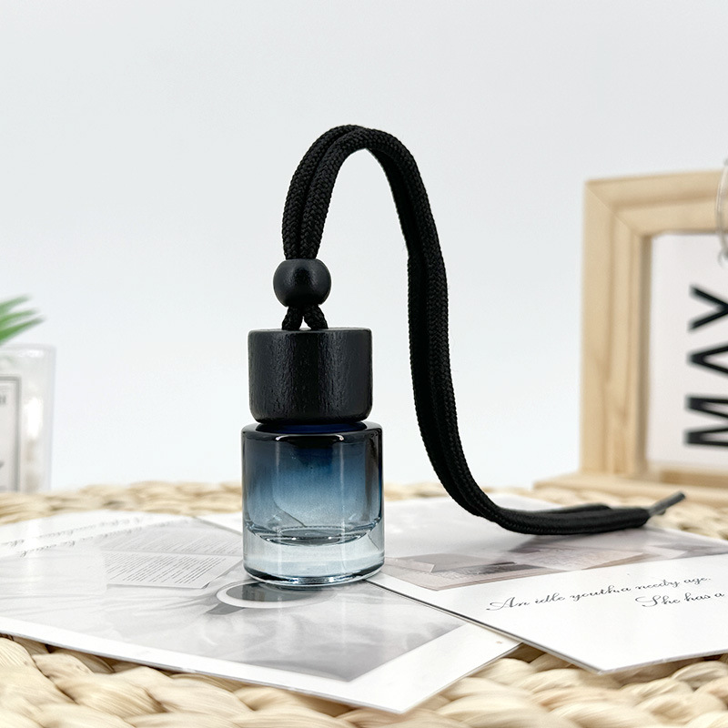 8ml圆柱黑盖圆瓶渐变黑彩色玻璃瓶 车载香熏汽车挂件汽车香水空瓶