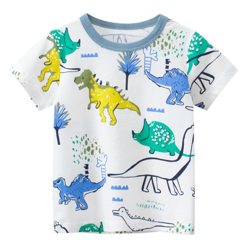 27 niños ropa infantil verano nuevo estilo coreano Camiseta de manga corta para niños dinosaurio dibujos animados ropa de bebé ropa para niños