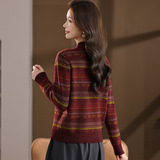 毛衣打底衫女秋冬2025新款洋气内搭宽松复古波西米亚风针织打底衫，女装毛呢外套，妃慕昵服饰