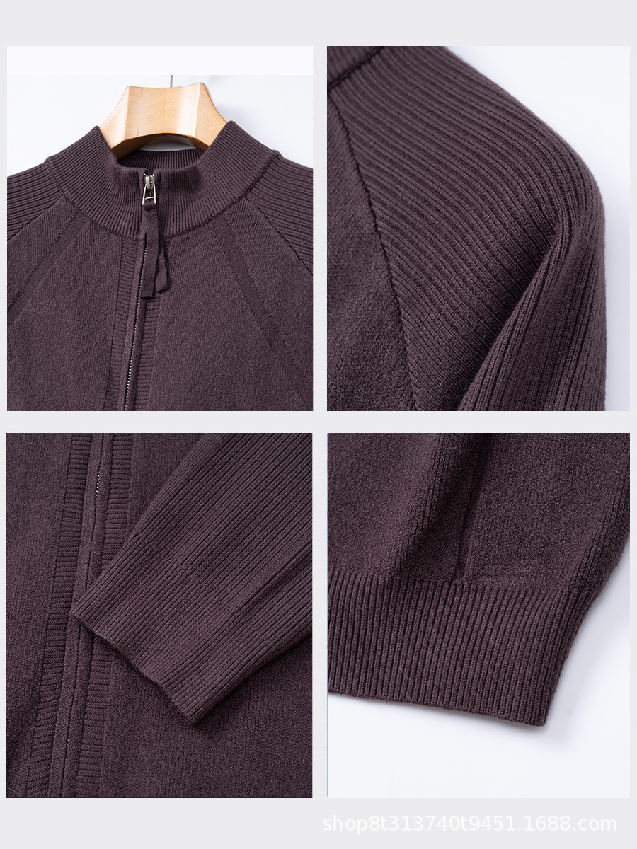 High-end zipper casual jersey invierno delgado suéter de cuello vertical transfronterizo medio cuello alto cardigán hombre chaqueta personalizada