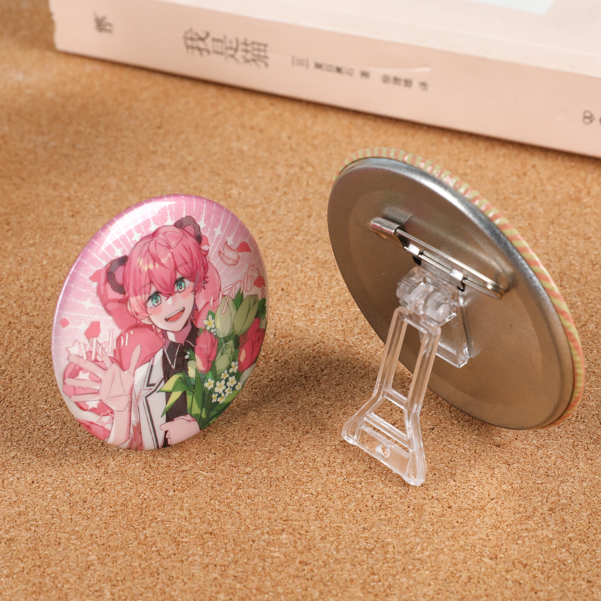 Acrílico transparente barra de soporte de exhibición de estaño insignia base de almacenamiento de grano con pin teléfono móvil