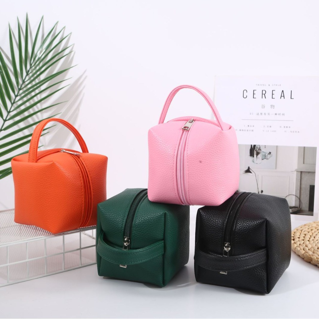 2025년 신형 여성용 PU 방수 귀여운 작은 가방 사각형 스킨케어 제품 수납 가방 어린이용 핸드백