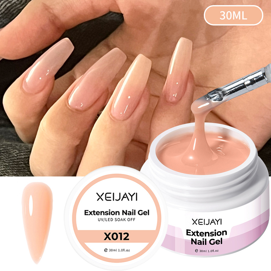 Pegamento de esmalte de uñas al por mayor Poly Gel Crystal pegamento de extensión 30ml pegamento de fototerapia bandeja sin papel Jelly Glue para salón de uñas