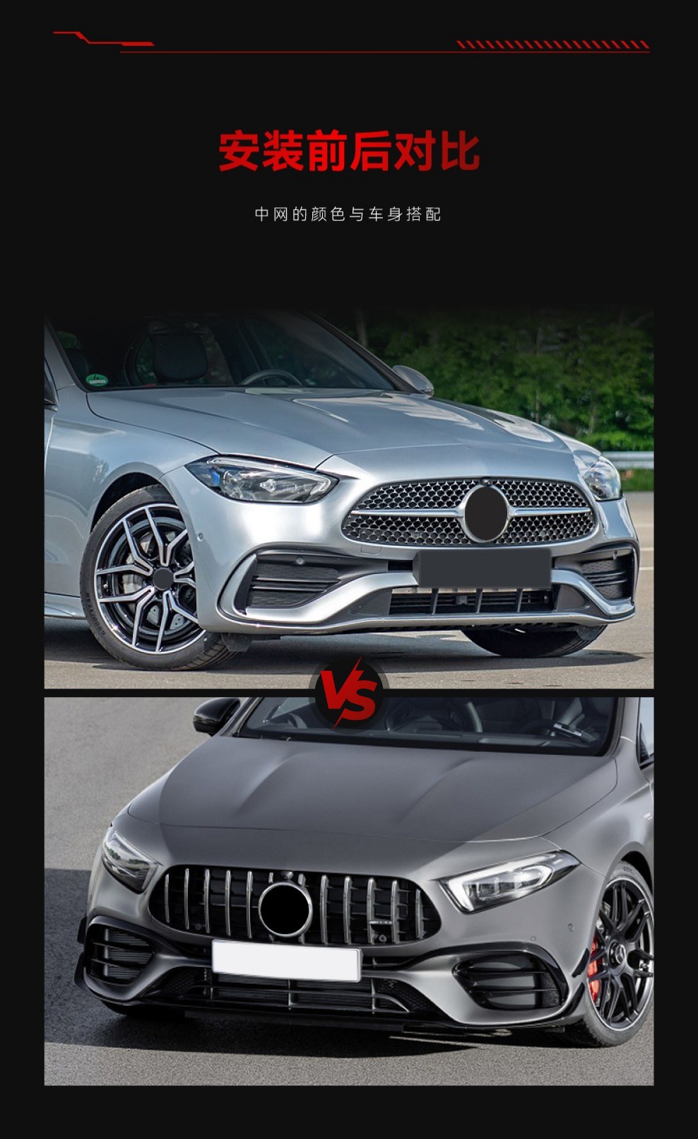 Applicable to 2018+ Mercedes-Benz A-Class W177 A180 A200 A220 Amg Gt Front Grille Cross-Border Modification Parts