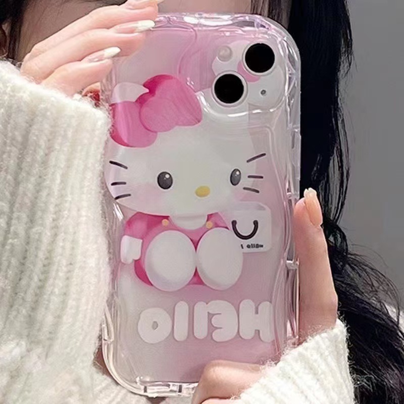 Lindo gato rosa para iphone16promax funda para teléfono móvil Japón y Corea del Sur Apple 15 anti-caída 14 funda de crema 13mini
