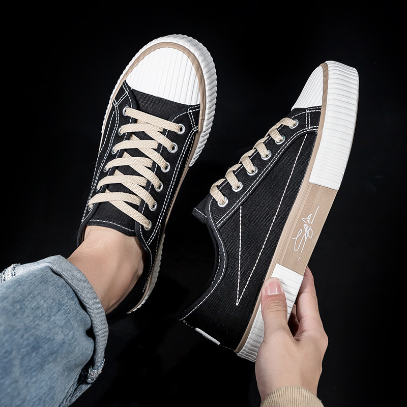 Canvas men's biscuit shoes, 2024 autumn new Korean version versatile Harajuku ulzzang breathable student ins board shoes_voghion.com