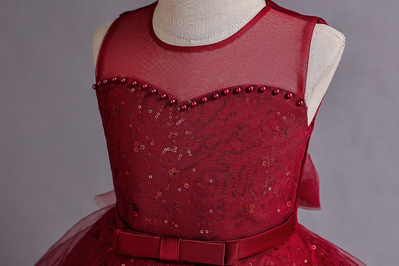 Robe de princesse longue en maille pour fille avec dentelle_voghion.com