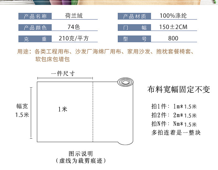 现货批发加厚荷兰绒布天鹅绒 服装家纺面料沙发布料丽丝绒短毛绒详情5