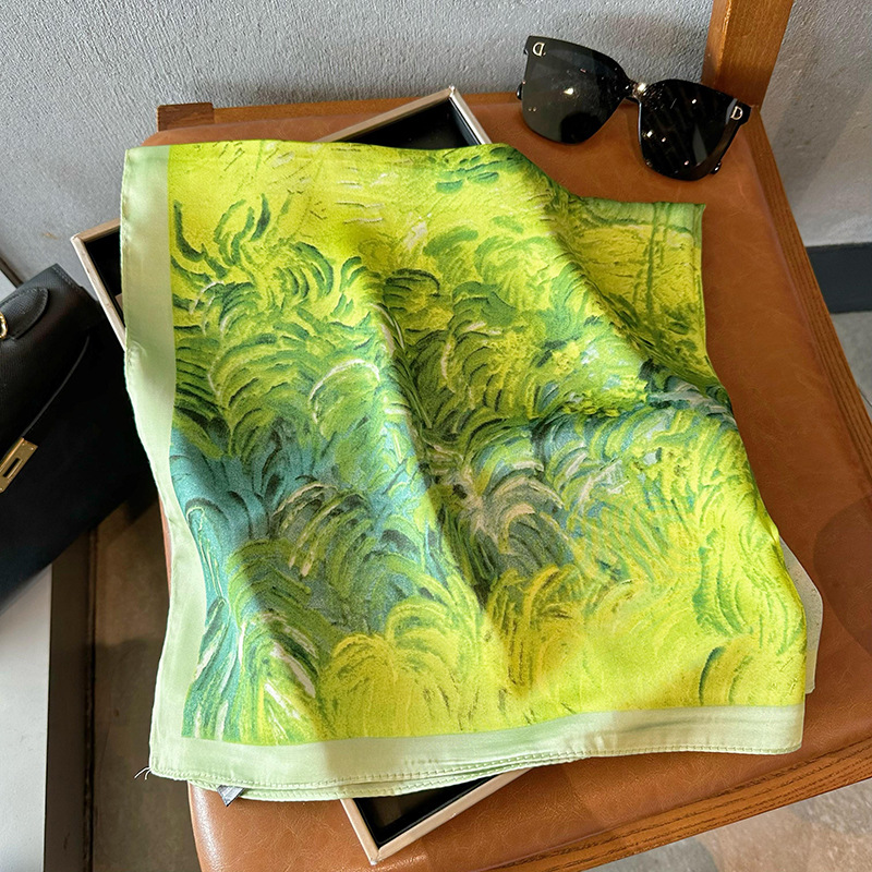 Bufandas de seda para mujeres 2025 primavera y otoño moda versátil temperamento minimalista 65cm bufandas de seda simuladas bufandas delgadas bufandas