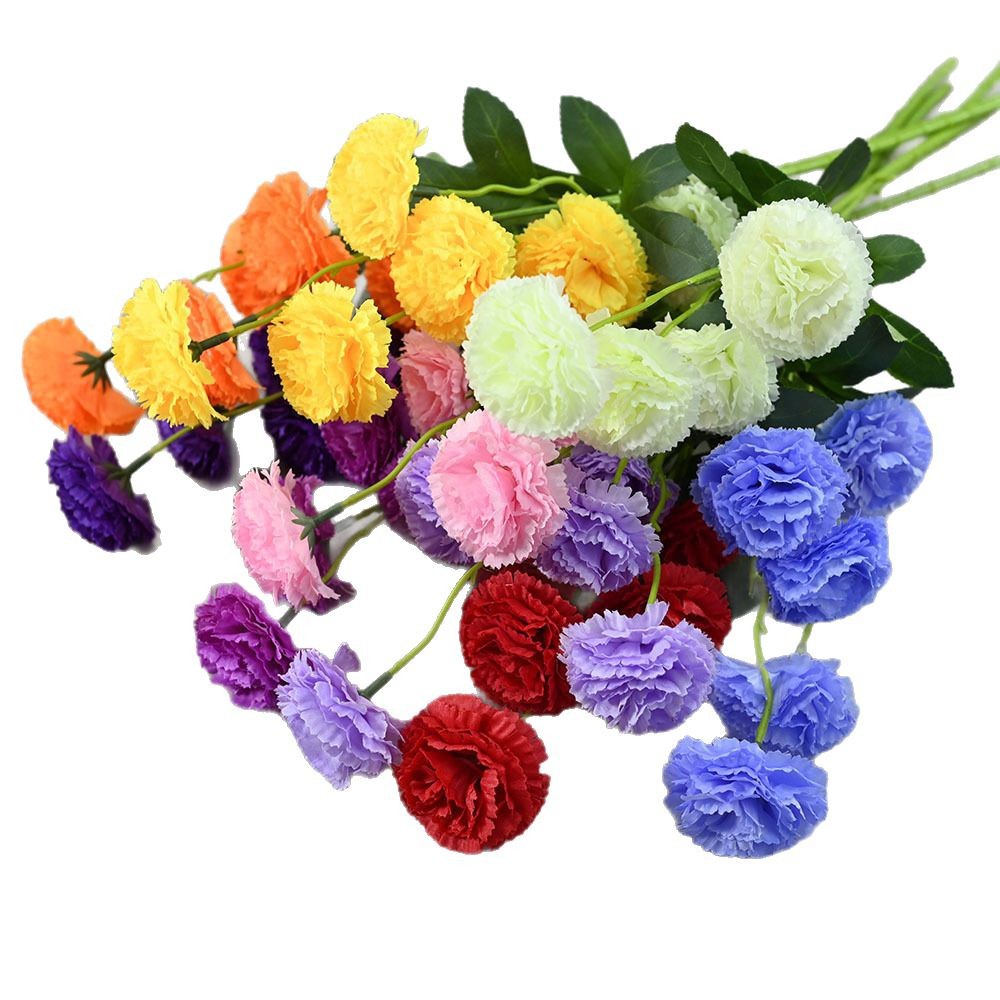 Suministro spot de flores de claveles de 5 gargadas Día de la Madre Día del Maestro sala de estar decoración fábrica de flores de seda al por mayor