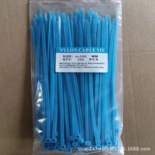 Self-Locking Nylon Cable Tie Fixed Manufacturer 4*200mm Blue Colorful Tag Disposable Binding Cable