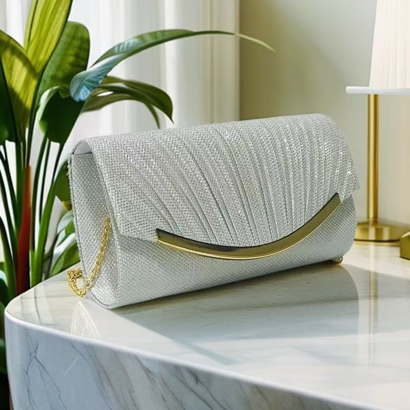 New Cross-Border E-Commerce Fashion Evening Bag Flash Mesh Fabric Simple Evening Bag Factory Direct Sales Bridal Bag Clutch Bag