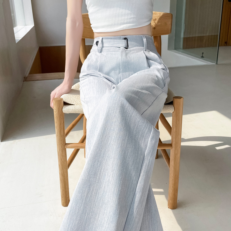 Imitation Denim Wide-Leg Pants for Women 2025 Summer New High-Waisted Loose Slimming Denim Straight Floor-Length Pants Imitation Denim Wide-Leg Pants for Women 2025 Summer New High-Waisted Loose Slimming Denim Straight Floor-Length Pants